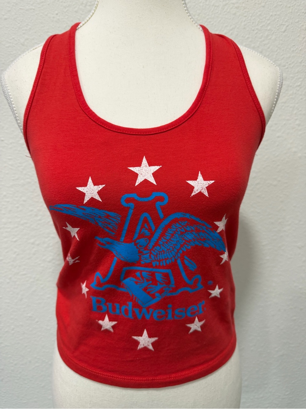 Budweiser Patriotic Eagle Graphic Halter Crop Top EUC